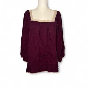 Decree Deep Purple Blouse with Cream Trim